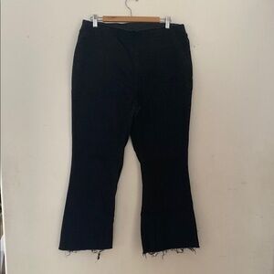Black Flared Pants with Frayed Hem